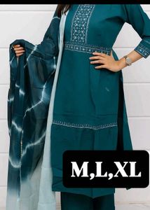 Teal Embroidered Kurta Set