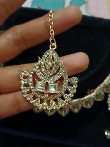 Kundan Stone Necklace Set With Free Ring