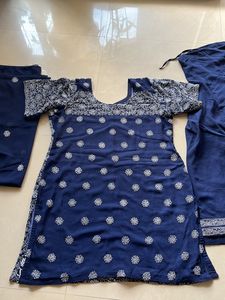 Navy Blue Chikankari Suit Set