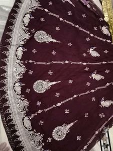 Vintage Poshak Maroon &amp; Silver Embellished Lehenga