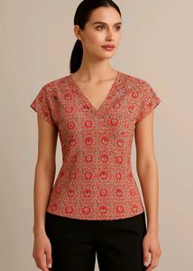 Printed V-Neck Top
