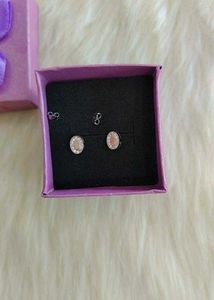 925 Oval Stone Stud Earrings With Hallmark