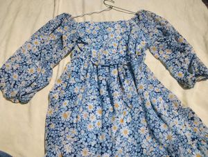 Blue Floral Midi Dress