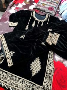 Black Velvet Embroidered Salwar Kameez