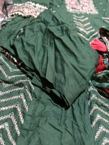 Embroidered Green Kurta Set
