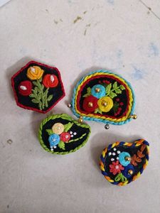 Floral Embroidered Hairclips