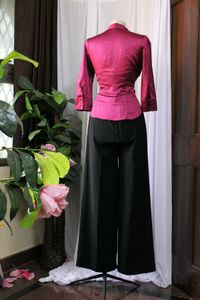 Elegant Magenta Satin Corset Shirt