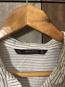Zara White Striped Button Dress