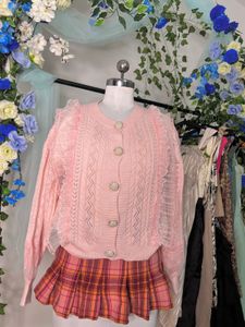 Pink Knit lace Cardigan (coquet)