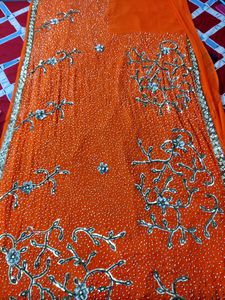 Orange Color Beautiful Work Saree