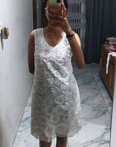 Flower Detail White Dress