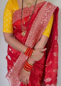 Elegant Red Banarasi Mashru Silk Saree