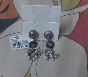 Voylla silver-toned Jhumka Earrings