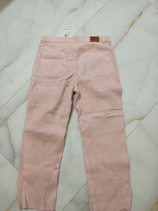 Pink Raw Hem Pants