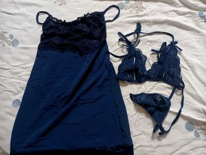 Navy Lace Lingerie Set