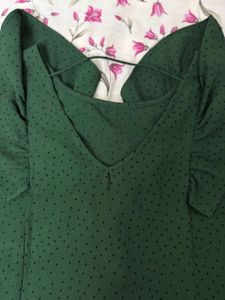 Green Polka Dot Ruffle Top