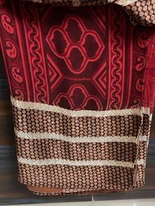 brown and red shade saree with blouse