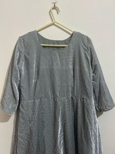 Elegant Silver Velvet Gown