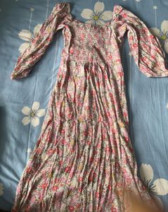 H&amp;M Floral Puff Sleeve Midi Dress