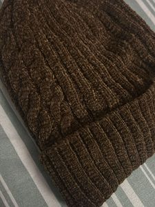 Brown Knit Beanie Hat