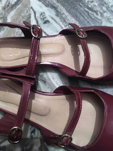 Burgundy COS Mary Jane Buckle Heels