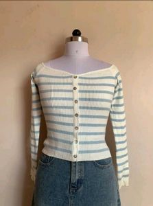 Striped Button-Down Cardigan