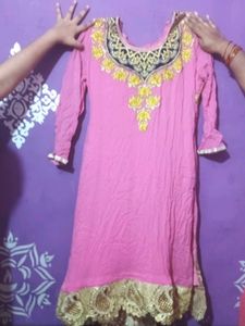 Pink Embroidered Kurti