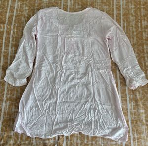 Baby Pink Chikankari Embroidered Short Kurti