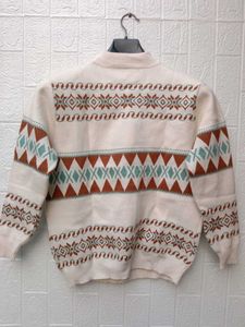 New With Tag Korean Patterned Knit Sweater