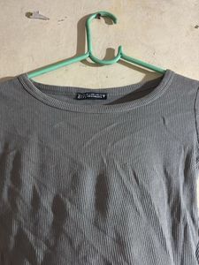 Grey Ribbed Crop Top