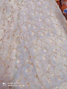 half white  glitter saree