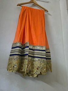 Vibrant Orange and Blue Embellished Dupatta✨