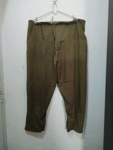 Olive Green Leaf Print Brown Kurta Pajama Dupatta