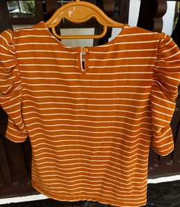 Striped Puff Sleeve Top