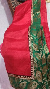 New saree (Red saree green border)