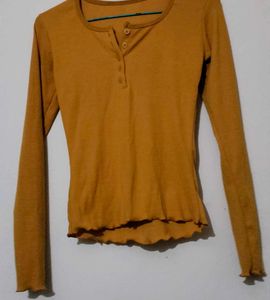 Ribbed Button-Down Top