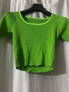 Green Ribbed Top