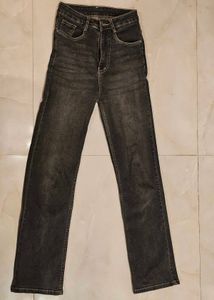 Grey High-waist straight leg jeans