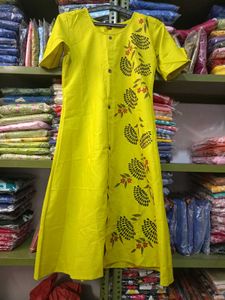 Yellow Printed Kurti