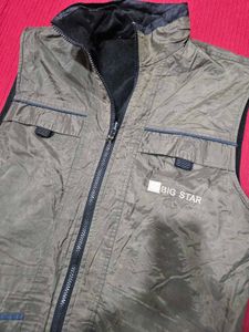 Men’s Olive Green Utility Sleeveless Jacket