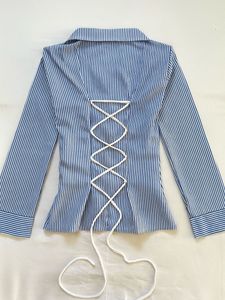 🫐Blue & White Fitted Corset Shirt Y2k 🫐