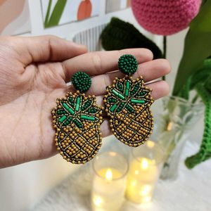 Handmade Pineapple Beaded Earrings🍍