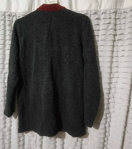 korean Burgundy &amp; Grey Pullover Top