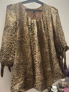 Leopard Print Tie Sleeve Top
