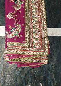 Heavy Work Embroidered Saree Rani Pink
