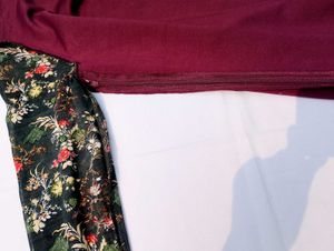 Stylish Maroon Dress with Floral Sleeves