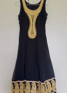 Black With Gold Embroidery Anarkali Suit