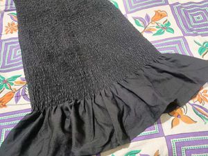 Black Off-Shoulder Smocked Dress