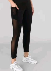 Black Mesh Panel Leggings