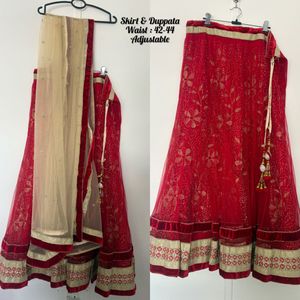 Red Embroidered Lehenga Choli